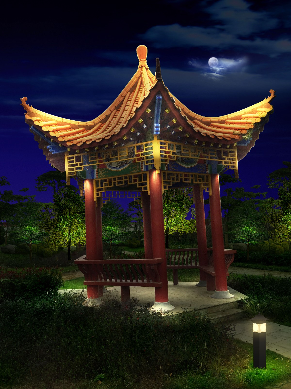 阜南縣清河公園，體育公園景觀(guān)亮化